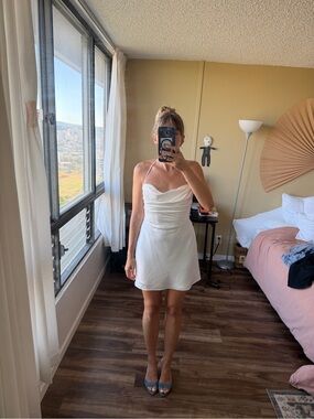 Meshki White Spaghetti Strap Mini Dress